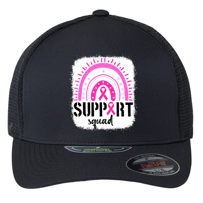 Rainbow Support Squad Breast Cancer Awareness Survivor Pink Ribbon Flexfit Unipanel Trucker Cap