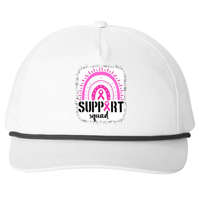 Rainbow Support Squad Breast Cancer Awareness Survivor Pink Ribbon Snapback Five-Panel Rope Hat