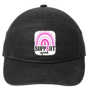 Rainbow Support Squad Breast Cancer Awareness Survivor Pink Ribbon 7-Panel Snapback Hat