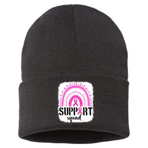 Rainbow Support Squad Breast Cancer Awareness Survivor Pink Ribbon Sustainable Knit Beanie