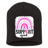 Rainbow Support Squad Breast Cancer Awareness Survivor Pink Ribbon Short Acrylic Beanie