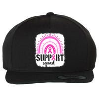 Rainbow Support Squad Breast Cancer Awareness Survivor Pink Ribbon Wool Snapback Cap