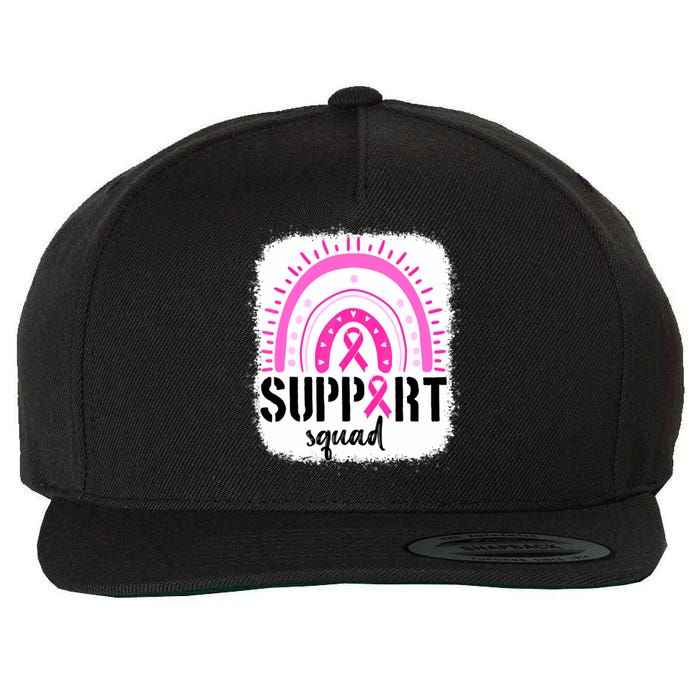 Rainbow Support Squad Breast Cancer Awareness Survivor Pink Ribbon Wool Snapback Cap