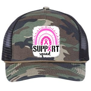 Rainbow Support Squad Breast Cancer Awareness Survivor Pink Ribbon Retro Rope Trucker Hat Cap