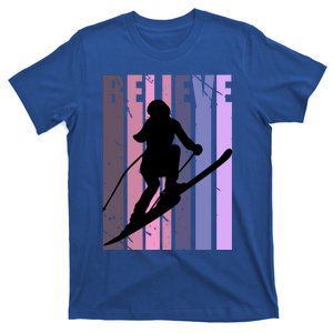 Retro Ski Skiing Skier Downhill Slopes Winter Sports Cool Gift T-Shirt