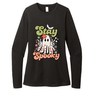 Retro Stay Spooky Ghost Print Gift Womens CVC Long Sleeve Shirt