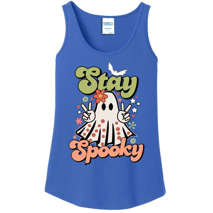 Retro Stay Spooky Ghost Print Gift Ladies Essential Tank