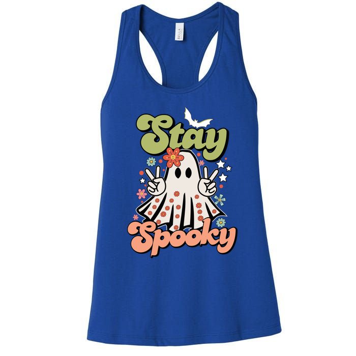 Retro Stay Spooky Ghost Print Gift Women's Racerback Tank