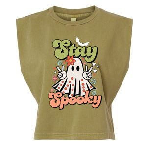 Retro Stay Spooky Ghost Print Gift Garment-Dyed Women's Muscle Tee