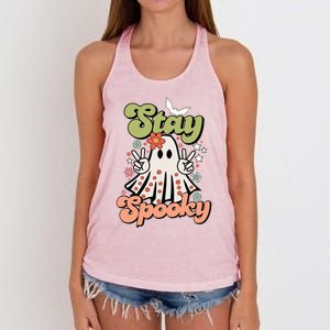 Retro Stay Spooky Ghost Print Gift Women's Knotted Racerback Tank