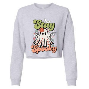 Retro Stay Spooky Ghost Print Gift Cropped Pullover Crew