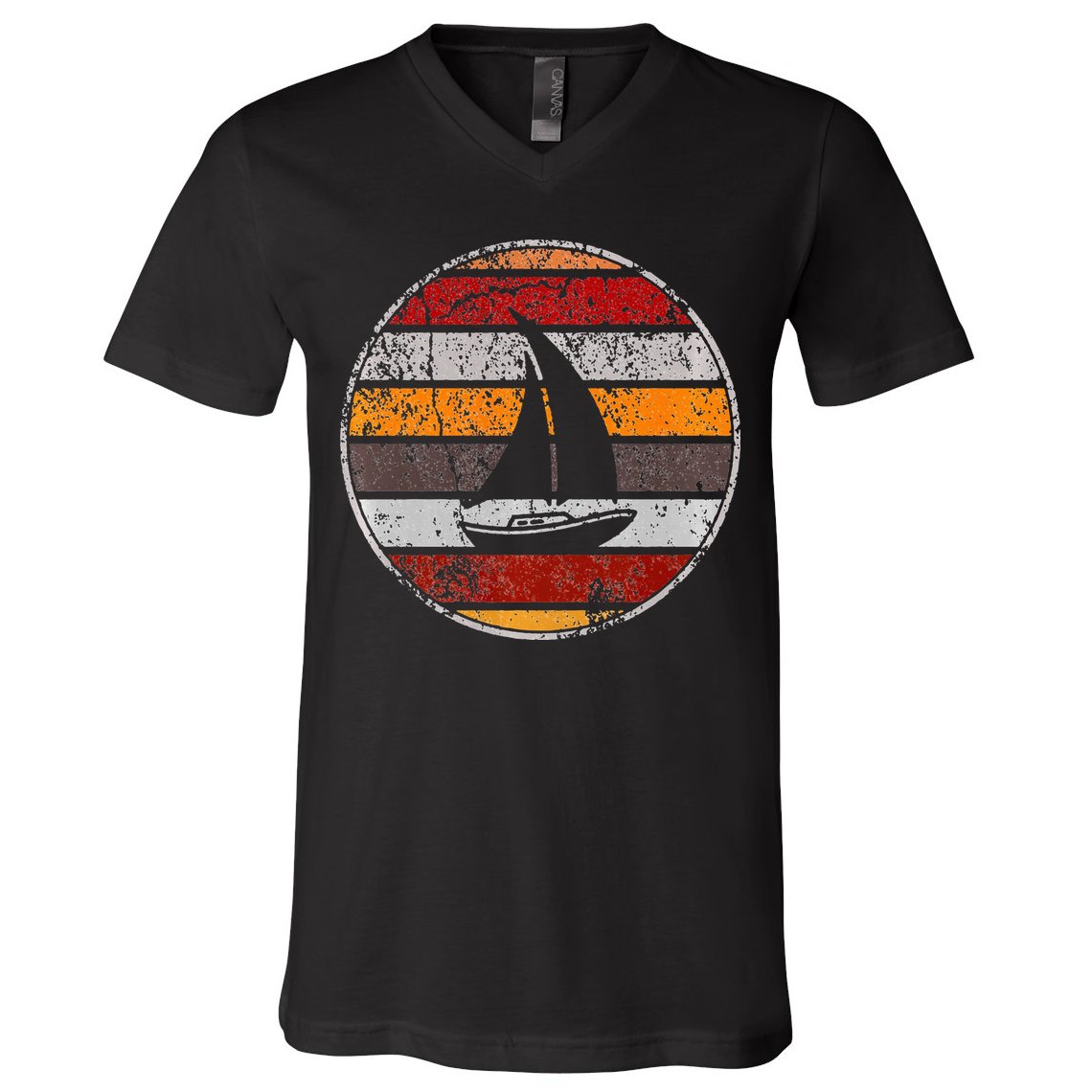Retro Smooth Sailing Vintage Sailboat Vacation Island V-Neck T-Shirt