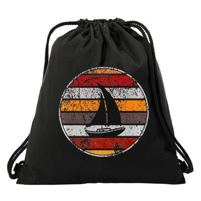 Retro Smooth Sailing Vintage Sailboat Vacation Island Drawstring Bag