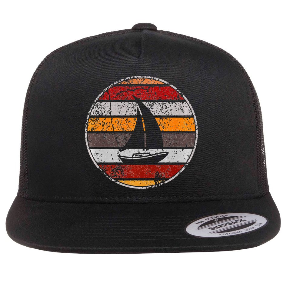 Retro Smooth Sailing Vintage Sailboat Vacation Island Flat Bill Trucker Hat