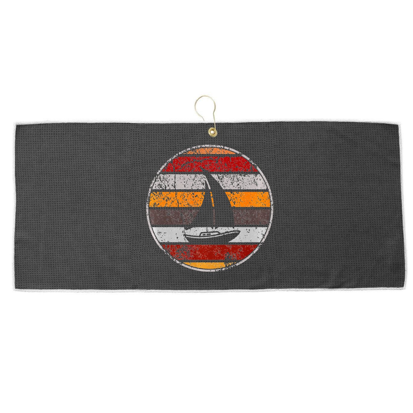 Retro Smooth Sailing Vintage Sailboat Vacation Island Large Microfiber Waffle Golf Towel