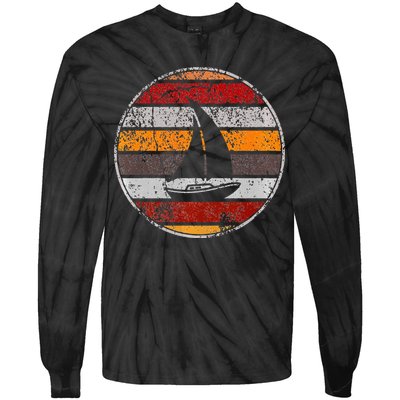 Retro Smooth Sailing Vintage Sailboat Vacation Island Tie-Dye Long Sleeve Shirt