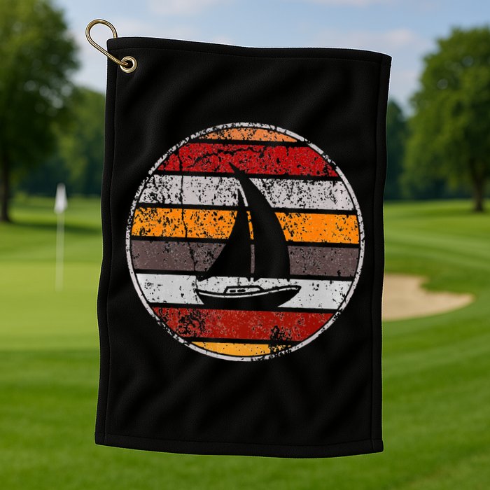 Retro Smooth Sailing Vintage Sailboat Vacation Island Golf Towel