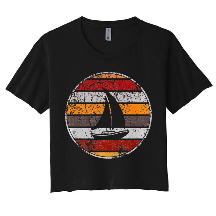 Retro Smooth Sailing Vintage Sailboat Vacation Island Crop Top