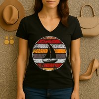 Retro Smooth Sailing Vintage Sailboat Vacation Island Women's V-Neck T-Shirt
