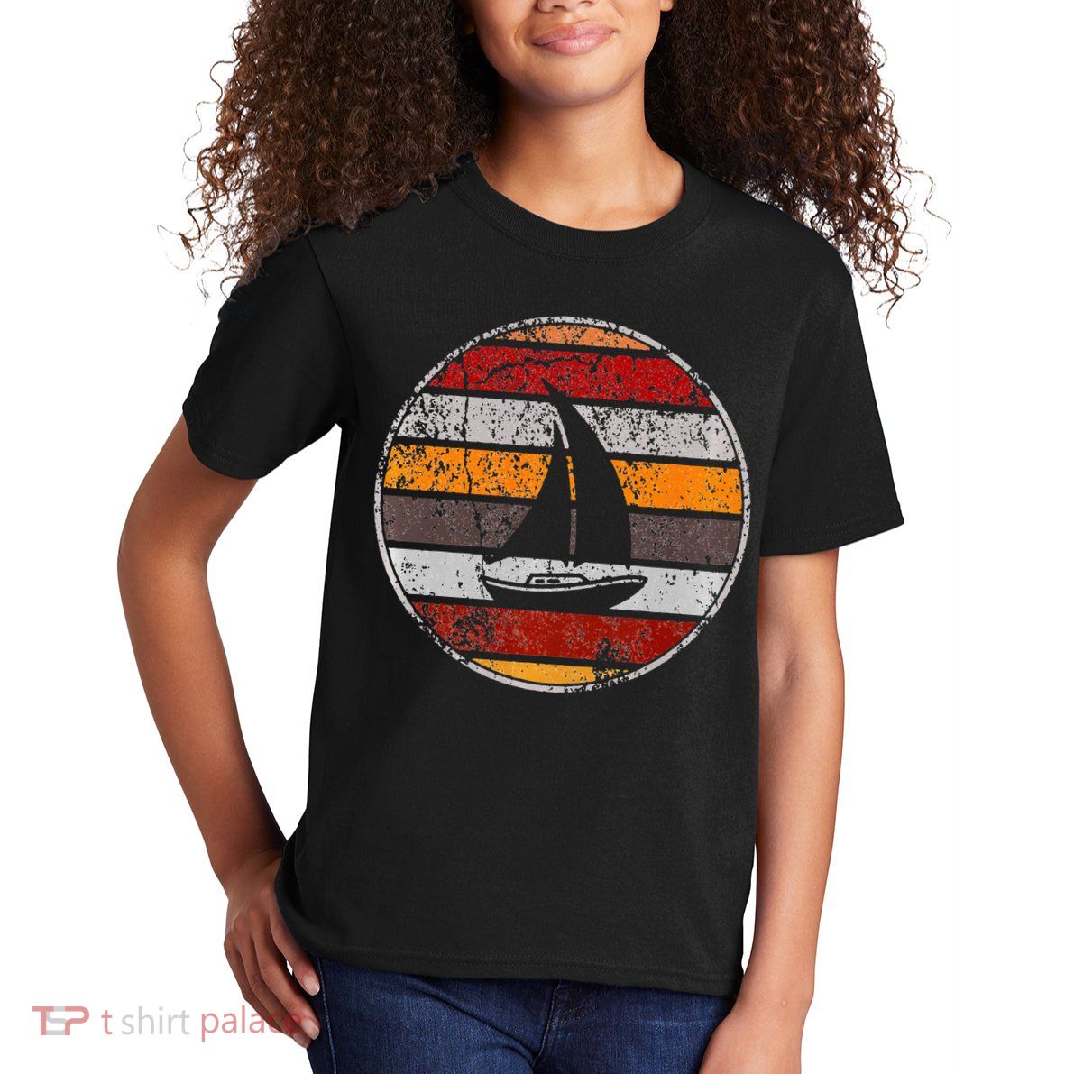 Retro Smooth Sailing Vintage Sailboat Vacation Island Kids T-Shirt