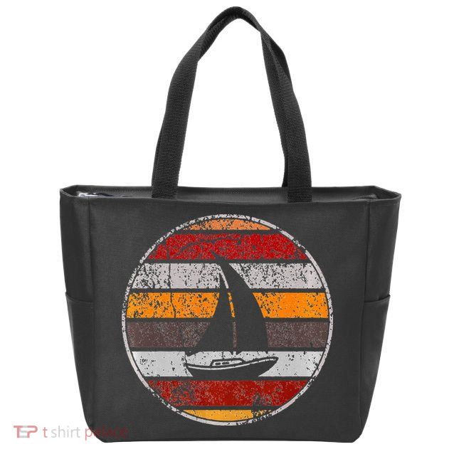 Retro Smooth Sailing Vintage Sailboat Vacation Island Zip Tote Bag