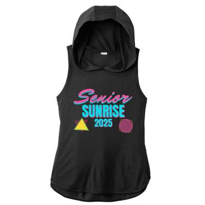 Retro Senior Sunrise 2025 High School 12th Twelfth Grade Ladies PosiCharge Tri-Blend Wicking Draft Hoodie Tank