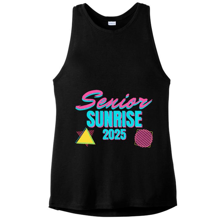 Retro Senior Sunrise 2025 High School 12th Twelfth Grade Ladies PosiCharge Tri-Blend Wicking Tank