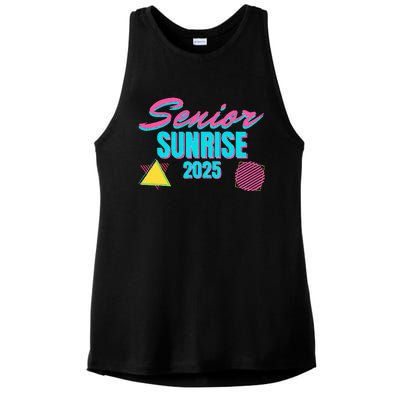 Retro Senior Sunrise 2025 High School 12th Twelfth Grade Ladies PosiCharge Tri-Blend Wicking Tank