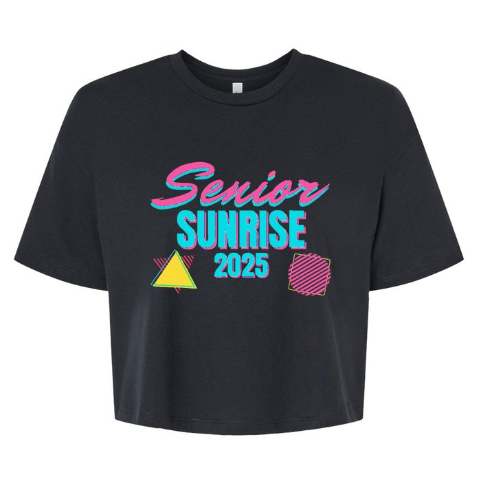 Retro Senior Sunrise 2025 High School 12th Twelfth Grade Bella+Canvas Jersey Crop Tee