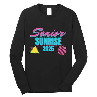 Retro Senior Sunrise 2025 High School 12th Twelfth Grade Long Sleeve Shirt