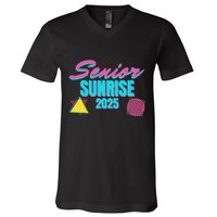 Retro Senior Sunrise 2025 High School 12th Twelfth Grade V-Neck T-Shirt