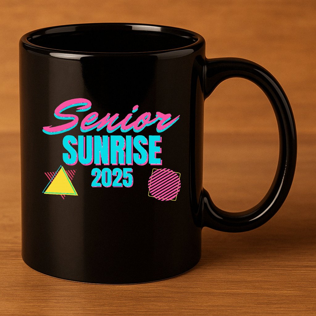 Retro Senior Sunrise 2025 High School 12th Twelfth Grade 11oz C Handle Ceramic Mug