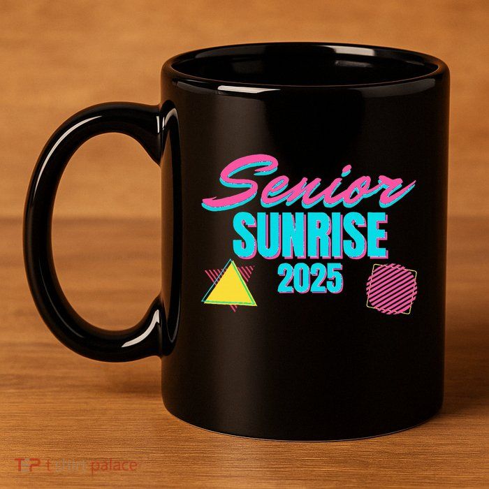 Retro Senior Sunrise 2025 High School 12th Twelfth Grade 11oz C Handle Ceramic Mug
