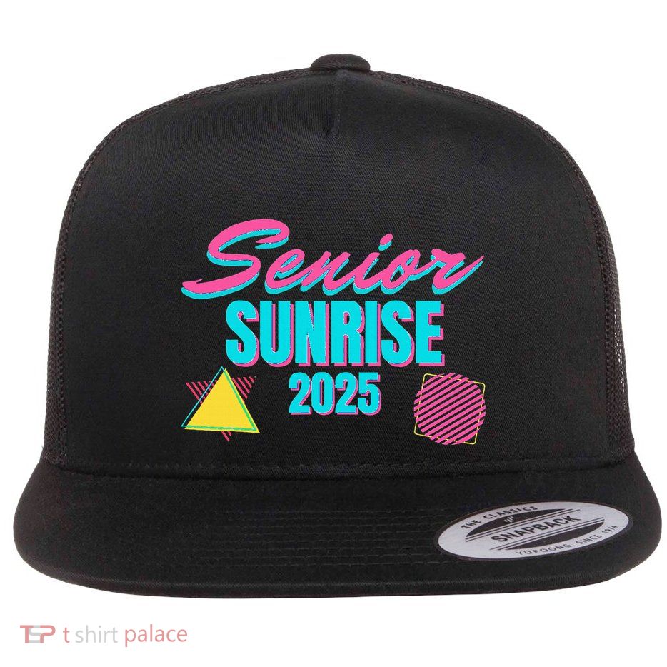 Retro Senior Sunrise 2025 High School 12th Twelfth Grade Flatbill Hat