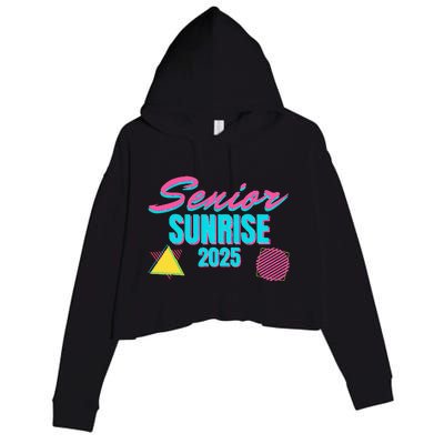 Retro Senior Sunrise 2025 High School 12th Twelfth Grade Crop Fleece Hoodie