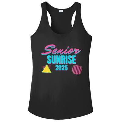 Retro Senior Sunrise 2025 High School 12th Twelfth Grade Ladies PosiCharge Competitor Racerback Tank