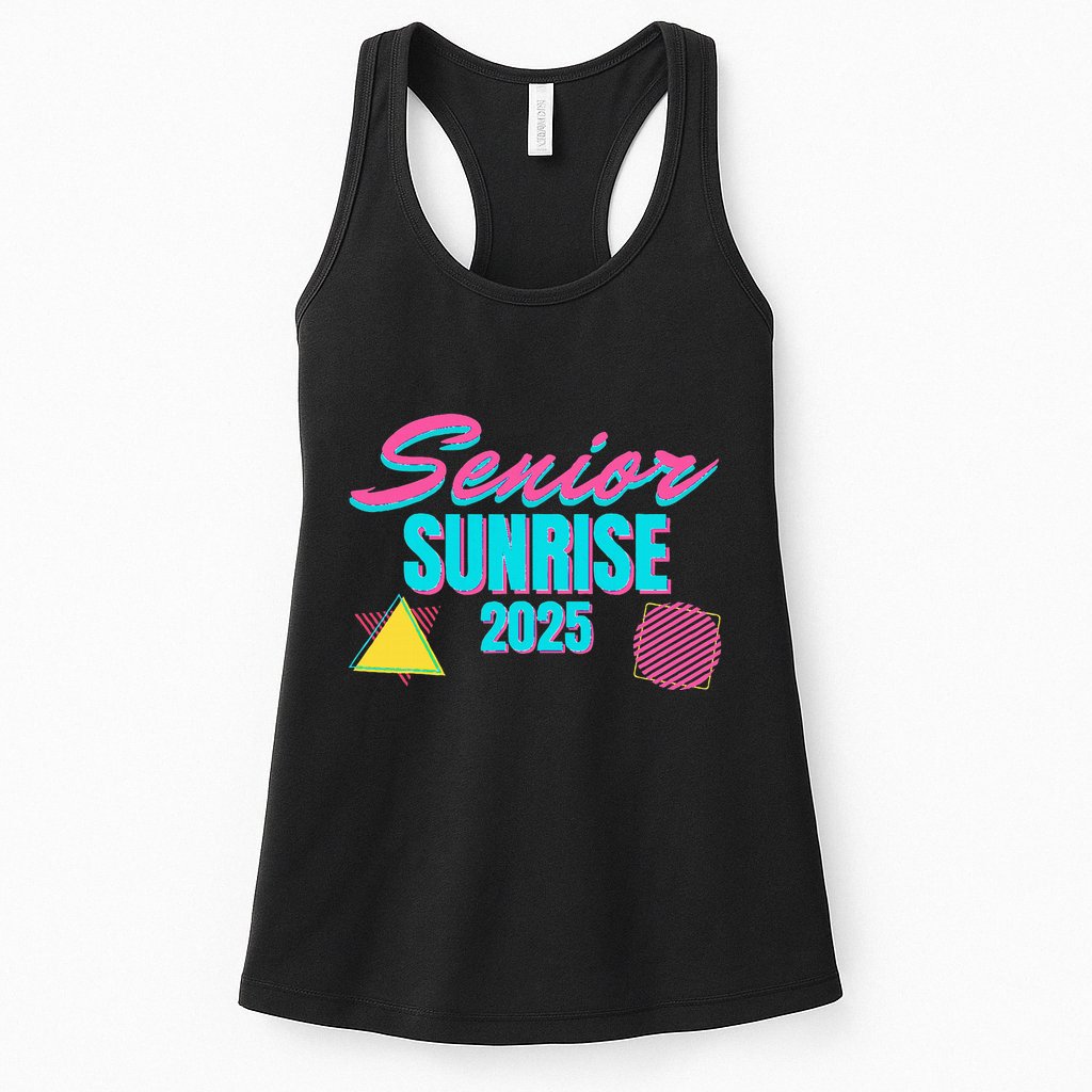 Retro Senior Sunrise 2025 High School 12th Twelfth Grade Womens Tank Top