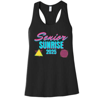 Retro Senior Sunrise 2025 High School 12th Twelfth Grade Women's Racerback Tank