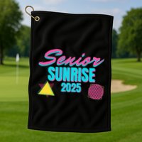 Retro Senior Sunrise 2025 High School 12th Twelfth Grade Golf Towel