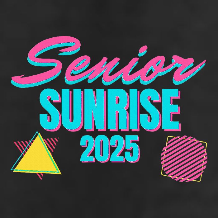 Retro Senior Sunrise 2025 High School 12th Twelfth Grade Golf Towel