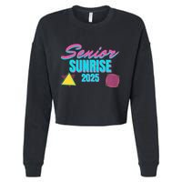 Retro Senior Sunrise 2025 High School 12th Twelfth Grade Cropped Pullover Crew