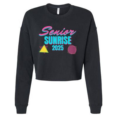 Retro Senior Sunrise 2025 High School 12th Twelfth Grade Cropped Pullover Crew