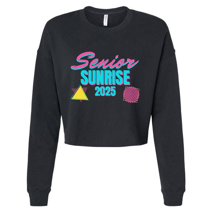 Retro Senior Sunrise 2025 High School 12th Twelfth Grade Cropped Pullover Crew