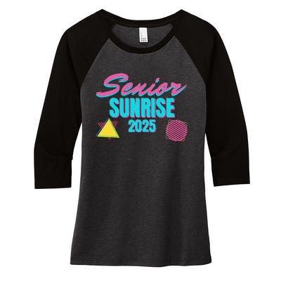 Retro Senior Sunrise 2025 High School 12th Twelfth Grade Women's Tri-Blend 3/4-Sleeve Raglan Shirt