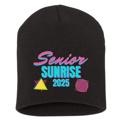 Retro Senior Sunrise 2025 High School 12th Twelfth Grade Short Acrylic Beanie
