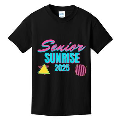 Retro Senior Sunrise 2025 High School 12th Twelfth Grade Kids T-Shirt
