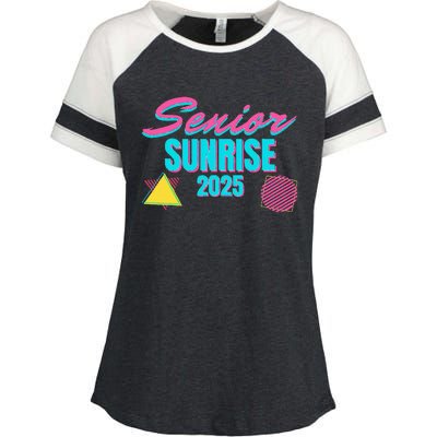 Retro Senior Sunrise 2025 High School 12th Twelfth Grade Enza Ladies Jersey Colorblock Tee