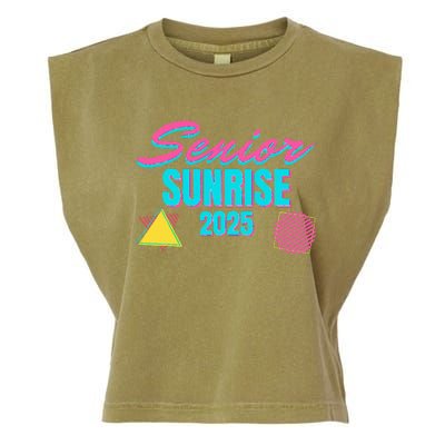 Retro Senior Sunrise 2025 High School 12th Twelfth Grade Garment-Dyed Women's Muscle Tee