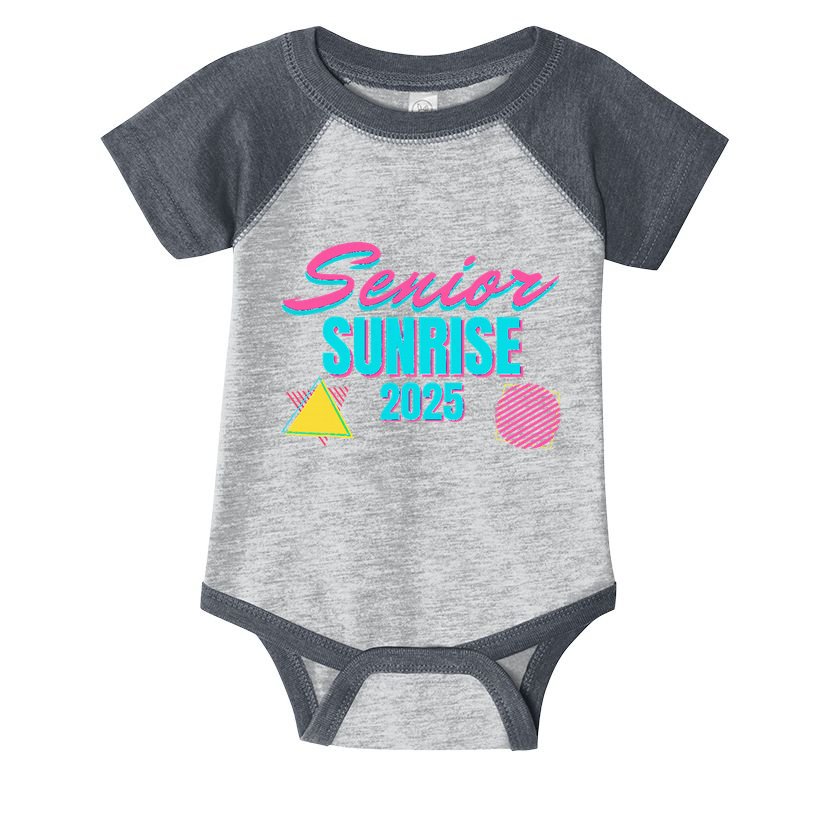 Retro Senior Sunrise 2025 High School 12th Twelfth Grade Infant Baby Jersey Bodysuit