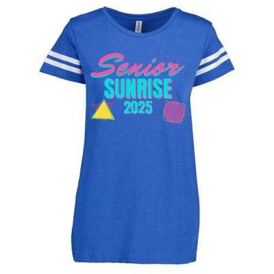 Retro Senior Sunrise 2025 High School 12th Twelfth Grade Enza Ladies Jersey Football T-Shirt